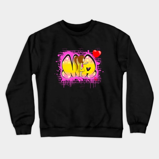 Mia Graffiti Style Girl With Balloon Crewneck Sweatshirt by ARTHE